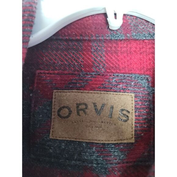 Orvis Red & Grey Plaid Flannel Cotton Blend Shacket(Jacket/Shirt) size Large - Picture 6 of 11